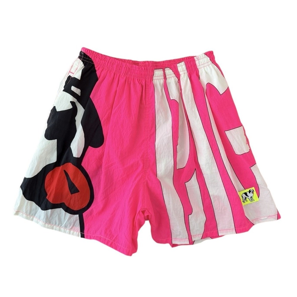 Big Dogs Vintage Swim Trunks Mens M Pink Surf Skater Logo 90s Board Shorts USA